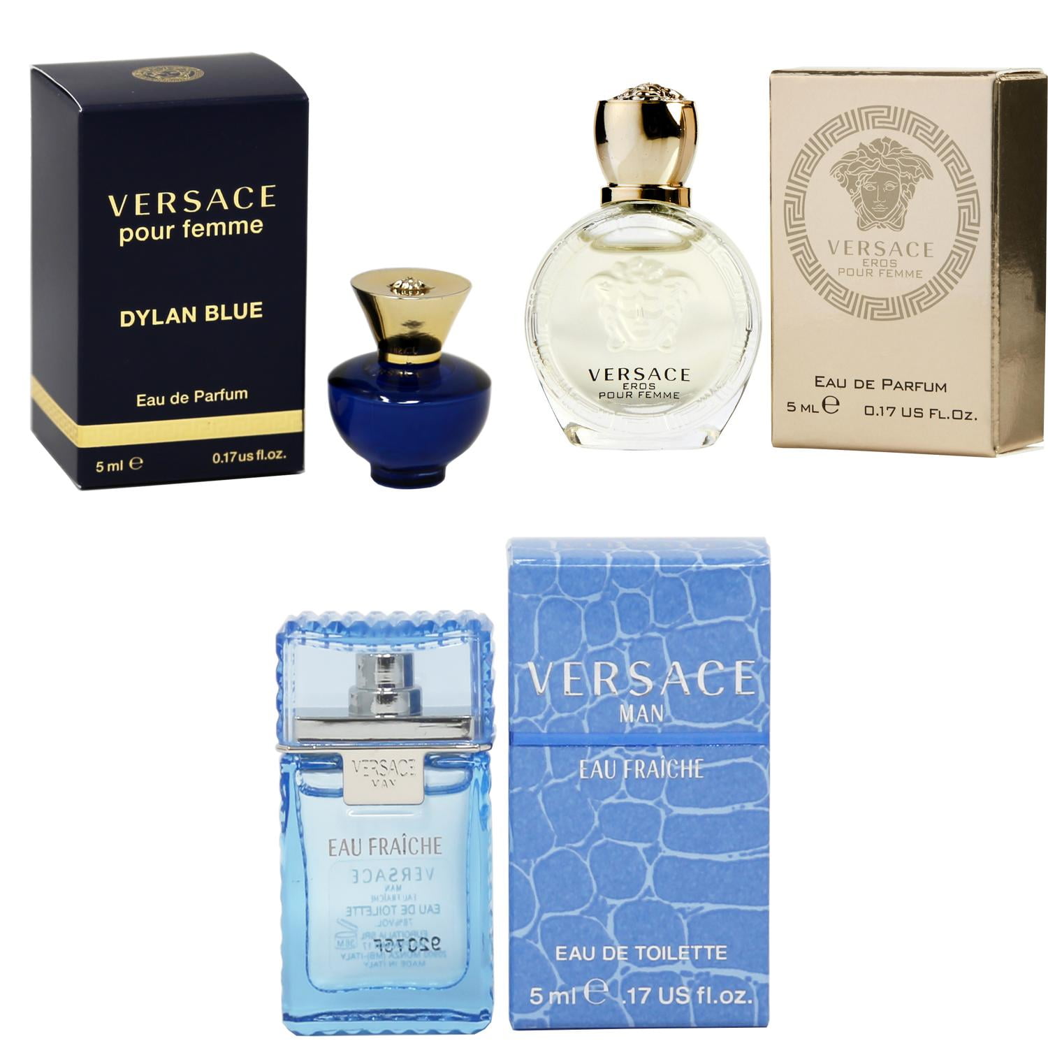 Versace Dylan Blue EDT, Eros Men EDT, Man Eau Fraiche EDT - 5ml 3PK Kit