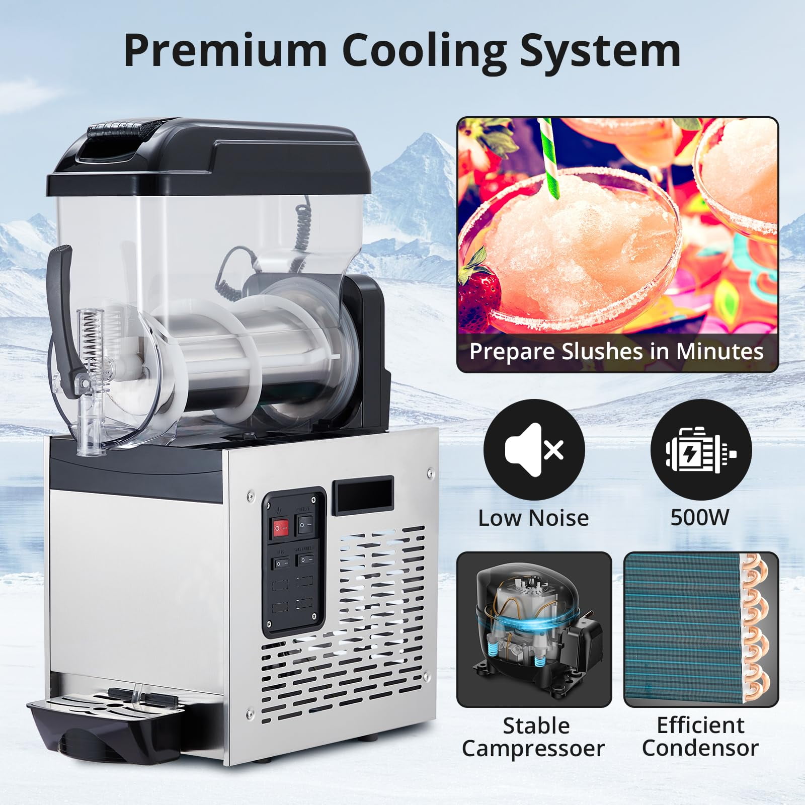 2025 New 12 Tank Commercial Slushy Machine, Quick-Freeze Slushie Machine for Home, Margarita Cocktail Maker Machine for Frozen Drinks, Automatic Clean Frozen Drink Maker for Home Supermarkets