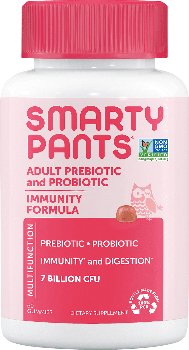 SmartyPants Immunity Formula Adult Gummies Strawberry Creme Prebiotic and Probiotic 60 ea