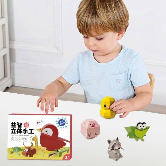 3D Book Craft Kit DIY Papercraft Models Handmade Animal Figurine Set Arts & Crafts DIY Toys for Kids Educational Activity