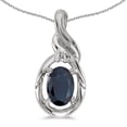 thumbnail image 1 of 10k White Gold Oval Sapphire And Diamond Pendant with 16" Chain, 1 of 3