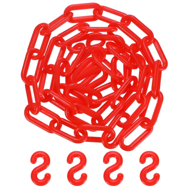 Cadena de Barreras de Plástico Uxcell, Cadena de Seguridad Impermeable de Plástico Rojo de 5 pies con Hebilla en Forma de S