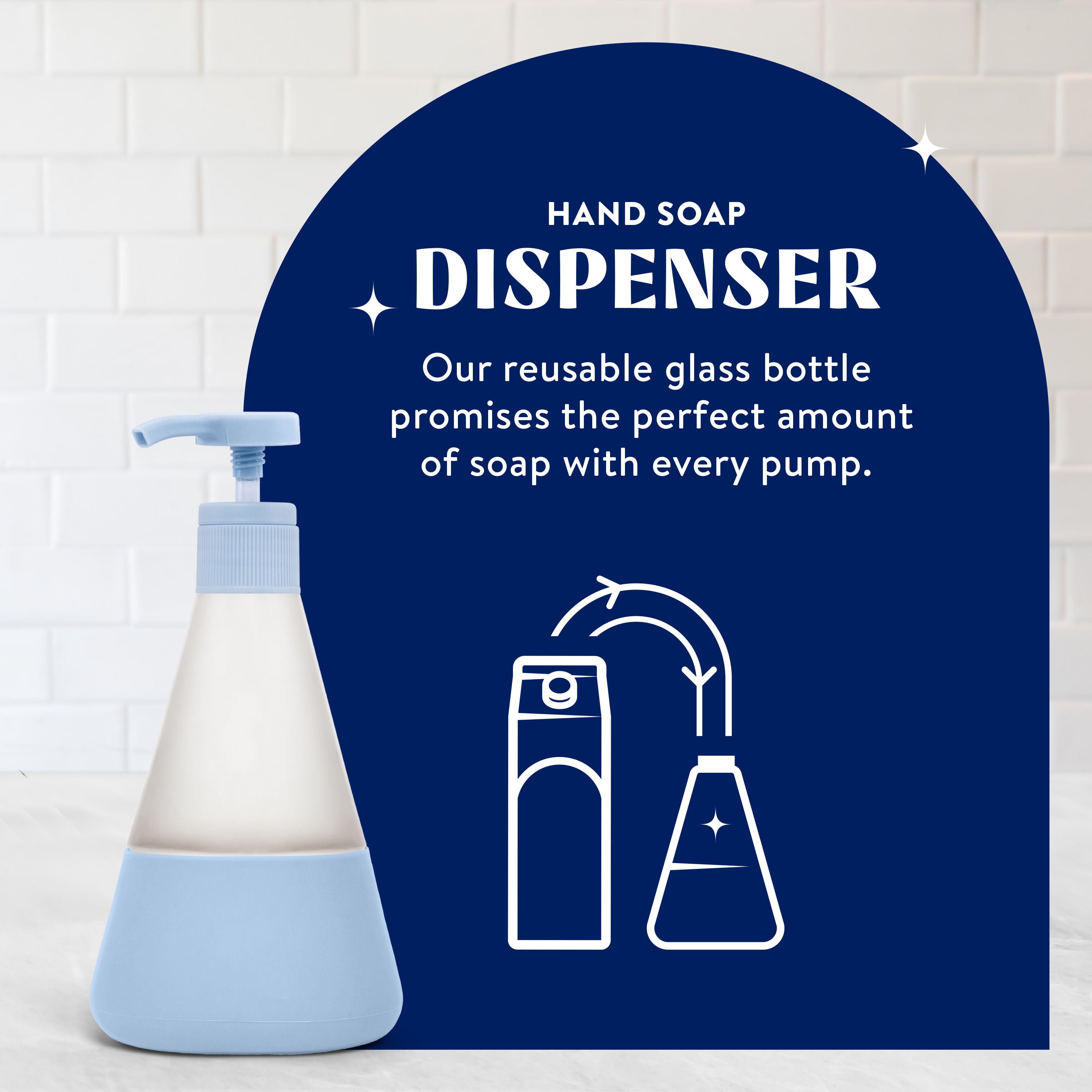 Cleancult Liquid Hand Soap Glass Dispenser, Shatter Resistant, Periwinkle Blue, 2 Pack, 12 oz