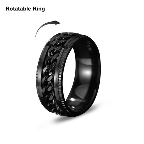 anillo de dedo con incrustaciones de cadena de acero inoxidable punk para hombre y mujer joyería regalo