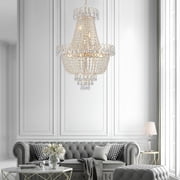 Crystal Chandelier French Empire Pendant Flushmount Ceiling 10 Light Modern Lighting Fixture for Bedroom Hallway Bar Kitchen Bathroom, H28.7 x W21.7, Silver, E12 Base