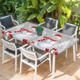thumbnail image 2 of Grey Christmas Table Cloths for 4 Foot Rectangle Tables, Snowman Snowflake Gifts Xmas Tree Patio Waterproof Elastic Fitted Tablecloths, Washable Rectangular Table Cover for Camping, 2 of 8