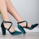 thumbnail image 5 of Sina - Tacones altos con tiras cruzadas altos con tiras cruzadas de terciopelo verde esmeralda esmeralda 22 CM, 5 of 7