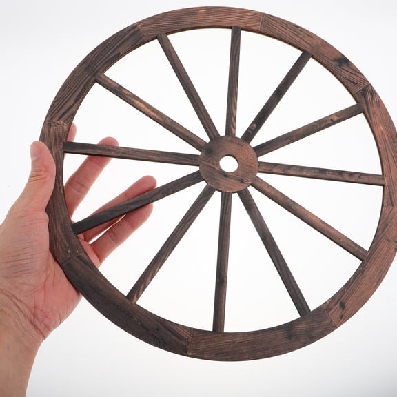 2pcs Wood Wagon Wheel Decorative Old Western Style Wagon Wheel Decor Wall Hanging Wood Cartwheel Decor For Garden Bar Patio Garage Farmhouse