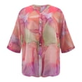thumbnail image 3 of Women's Dressy Casual Blouse Long Sleeve Floral Print Button Down Shirts 2024 Chiffon V Neck Shirt, 3 of 5