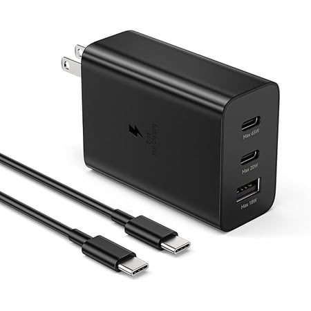 65W Super Fast Charging Wall Charger for Samsung,3-Ports Trio Adapter for Samsung Charger Block,Samsung Galaxy S24 Ultra/S24/S24+/S23 Ultra/S23/S23+/S22 Ultra/Note 10/20,5.9ft USB C Cable Included