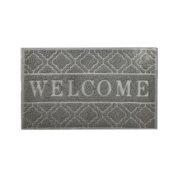 Tunhigl Premium 3D Embossed Welcome Mat for Home Entrance Door - High Grade, Scratch Counteractive, Wear Resistant, Easy to Clean Doormat Gray