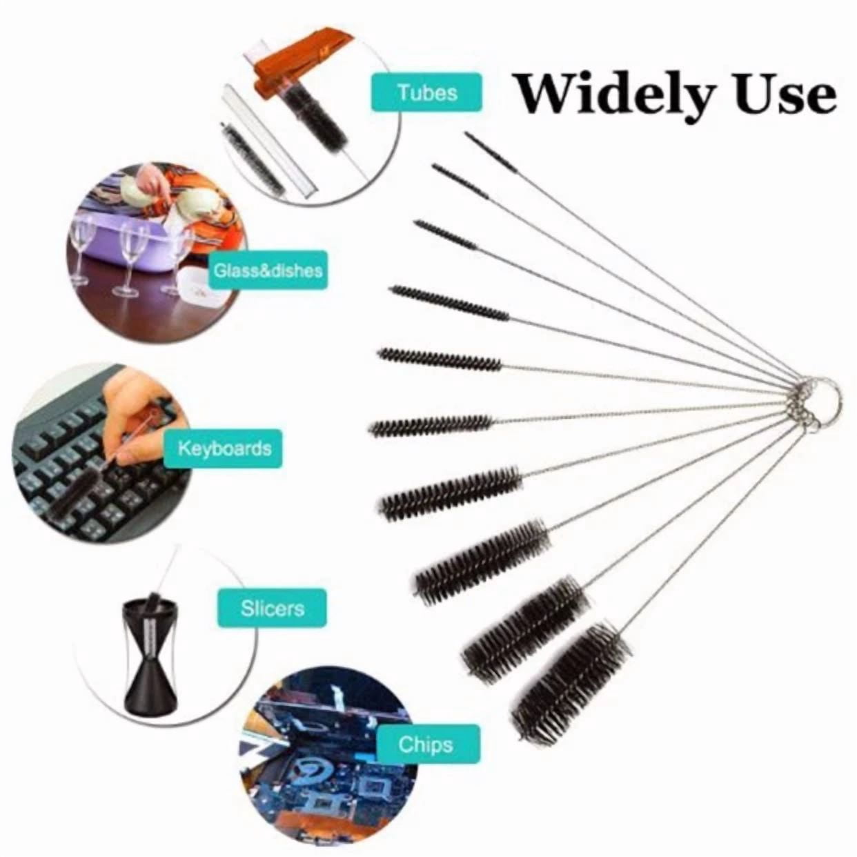 Stainless Steel Cleaning Brush 10 Piece Set Straw Brush Water Cup Kettle Brush