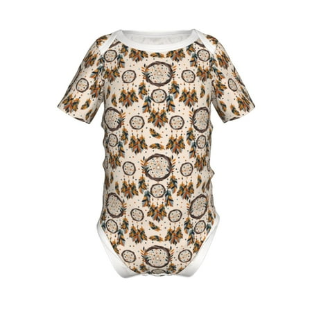 

Junzan Retro Dreamcatcher Print Short-Sleeve Baby Climbing Clothes Bodysuits for Infant One-Piece for Baby Boys & Girls Baby Clothes Baby Romper with Snap Closure-18 Months