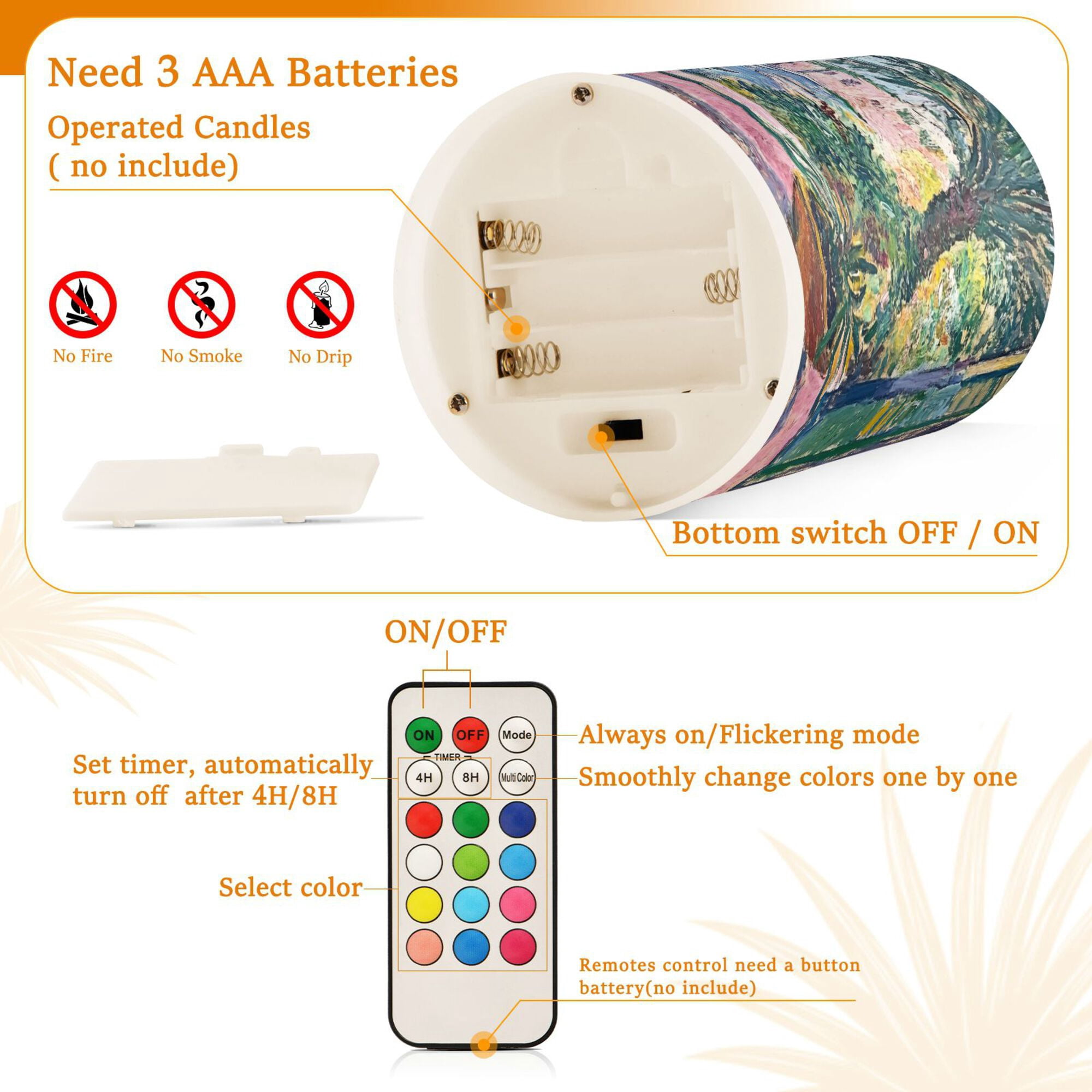 Yayeee Flameless Candles with Remote Flickering Battery Operated Multi Color Changing, Ocean Boat