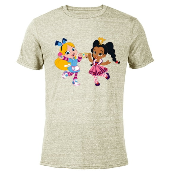 Disney Alice’s Wonderland Bakery Alice and Princess Rosa - Short Sleeve Blended T-Shirt for Adults - Customized-Yellow