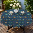 thumbnail image 4 of Excavator and Stop Sign Blue Pattern Round Tablecloth 60"x60", Wrinkle Resistant Wipeable Table Cover for Kitchen Dining Room Picnic Patio and Party, 4 of 6