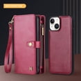 thumbnail image 5 of 2 In 1 Wallet Phone Case for Apple iPhone 14, Detachable Magnetic Back Cover with Cards Holder Zipper Pocket Hand Wrist RFID Blocking Snap Closure Shockproof Case for iPhone 14, Red, 5 of 7