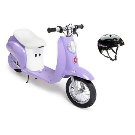 Razor Pocket Mod Betty 24V Electric Scooter (Purple) & Youth Helmet