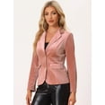 thumbnail image 2 of DARING DIVA Women's Notched Lapel Button Front Office Velvet Blazer 3XL Pink, 2 of 6