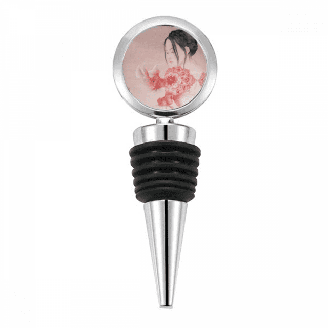 Paper Cutting Beauty Chinese Painting Bottle Stopper Stainless Steel Rubber Reusable