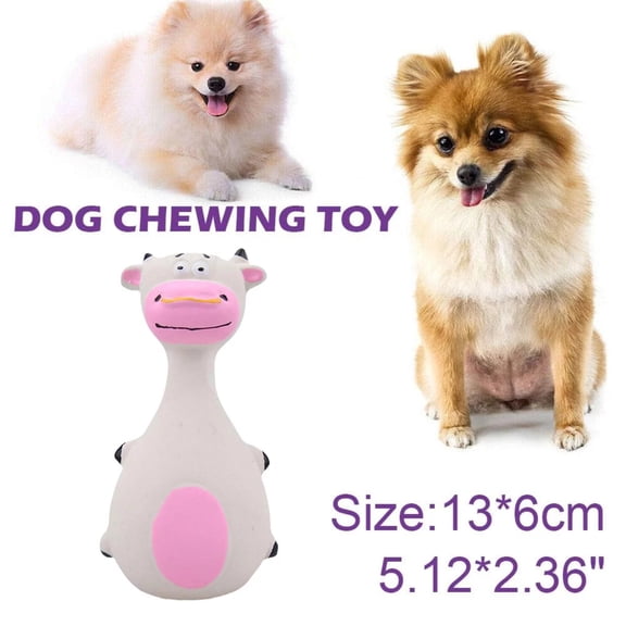 Dog Squeaky Latex Toy - Durable Teething Design With Cute Cartoon Cow Shape, Soft & Safe For Puppies, Interactive Play For Indoor/Outdoor Use