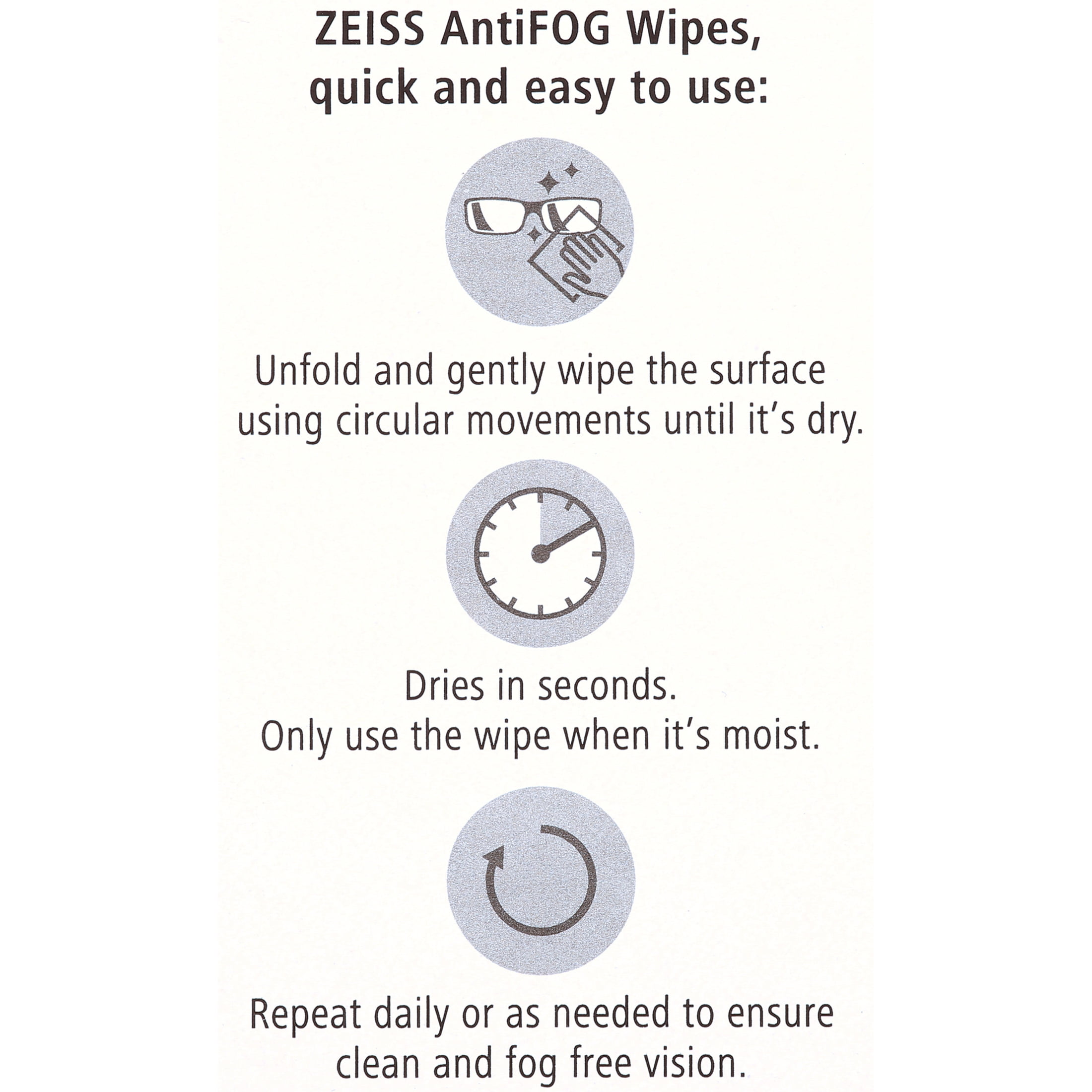 ZEISS Gentle and Thorough Cleaning Anti Fog Lens Cleaning Wipes for Eyeglass, 40 Count