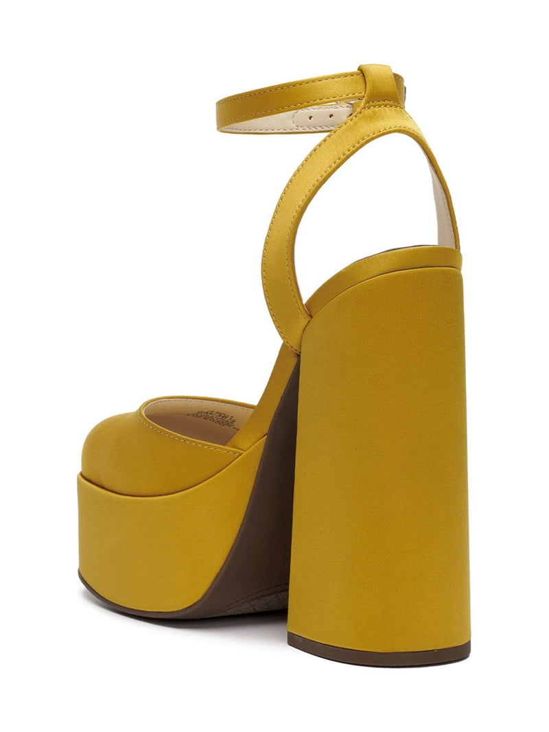 Jessica Simpson Skilla Yellow Mustard Satin Platform Pump