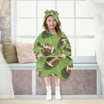 thumbnail image 7 of FORMRS Wearable Blanket Hoodie with Sleeves for Kids Cozy Flannel Sweatshirt, Game Day Footballs, 7 of 7