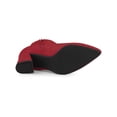 thumbnail image 5 of BLISSFUL STEP Women's Pointy Toe Side Zip Block Heels Ankle Boots Red 9, 5 of 7