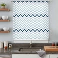thumbnail image 5 of Gradient Blue Sheer Curtains 45 Inches Long, Geometric Stripes Wave Chevron Pattern Light Filering Curtains, Breathable Simi Curtain Privacy Drapes for Kitchen Bathroom Small Window Treatment, 5 of 9