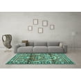 thumbnail image 3 of Ahgly Company Indoor Square Persian Turquoise Blue Traditional Area Rugs, 4' Square, 3 of 4