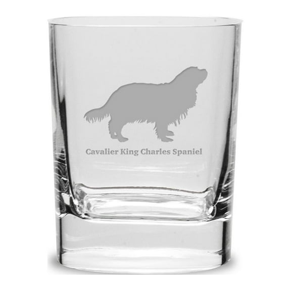 Cavalier King Charles Spaniel Luigi Bormioli 11.75 oz Square Round Double Old Fashion Glass