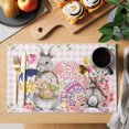 thumbnail image 2 of Bunny Easter Placemats Set of 12, Pink Eggs Plaid Spring Floral Farmhouse Placemats for Dining Table, Place Mats for Kitchen Tabletop, Waterproof Wipeable Dining Table Mats Set, 2 of 9