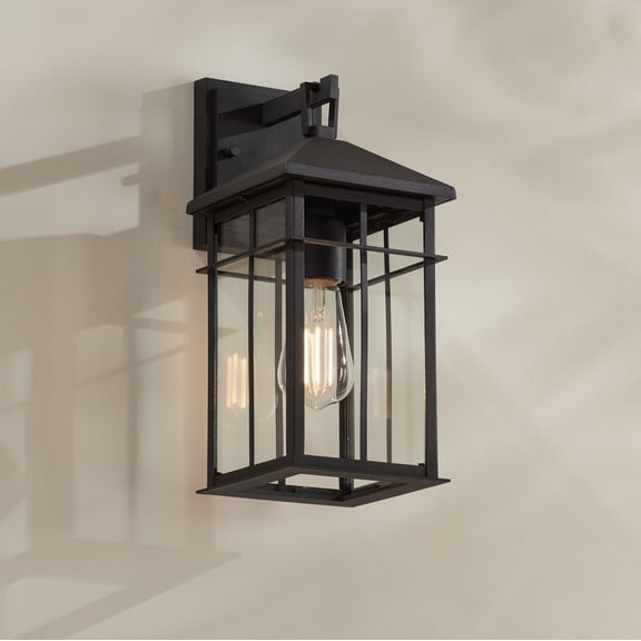 John Timberland Bernal 13 1/2" High Sand Black Outdoor Wall Light