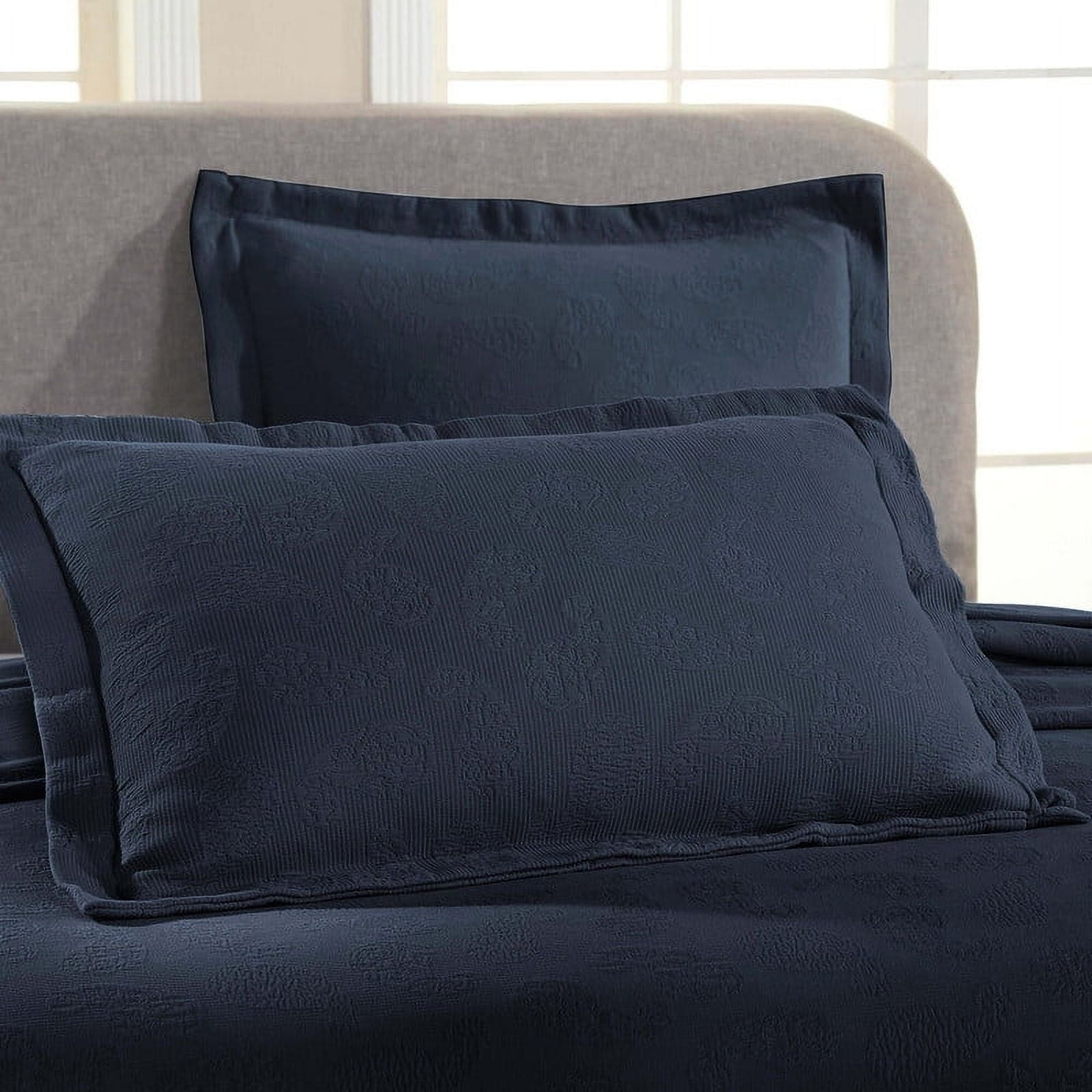 Supeior Paisley Cotton Decorative 3-Piece Bedspread Set, All Season Breathable Bedspreads, Full, Navy Blue