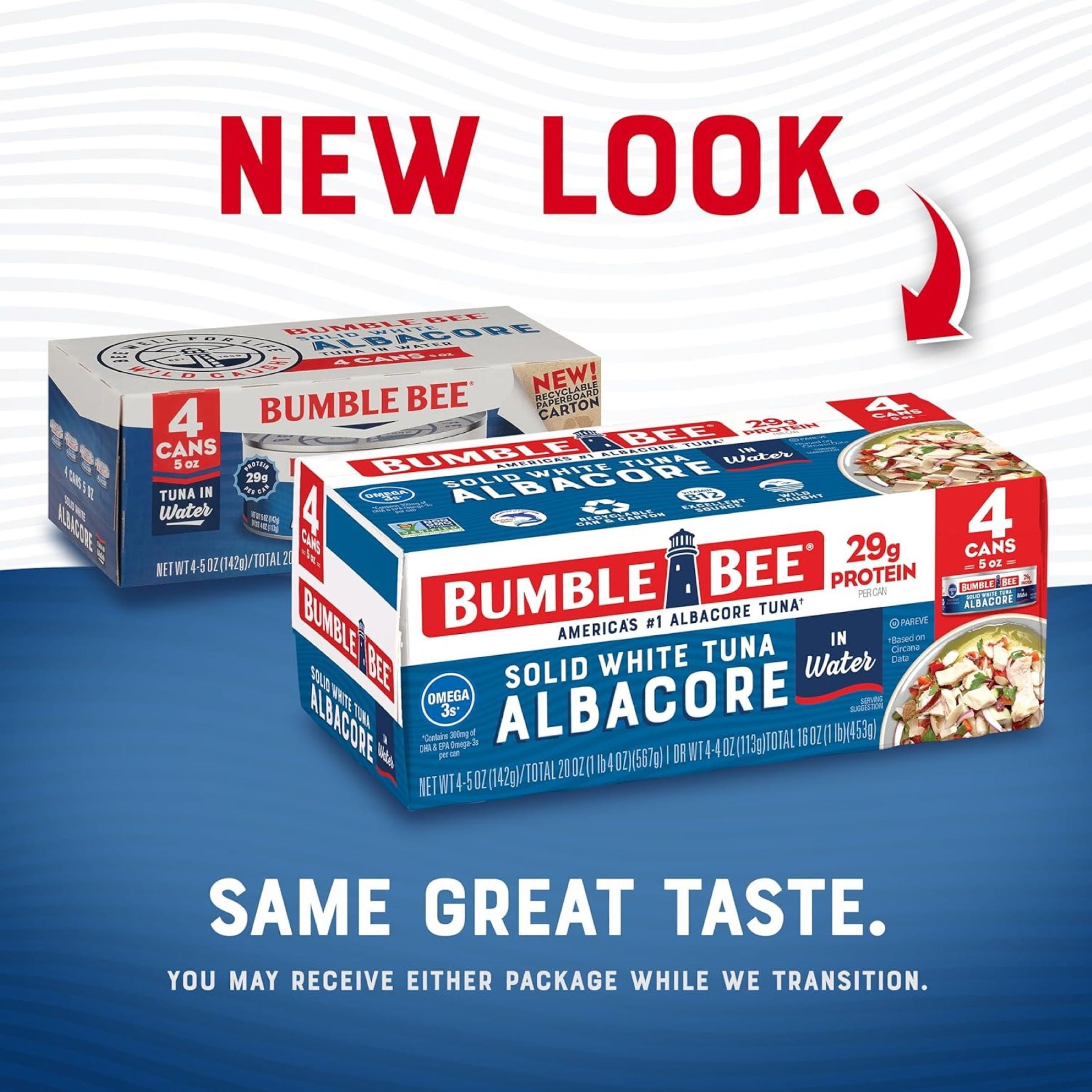(6 pack) (4 Cans) Bumble Bee Solid White Albacore Tuna in Water, 5 oz
