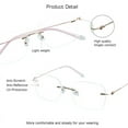 thumbnail image 2 of VisionGlobal Metal Readers for men/women Blue Light Blocking,Hand-set Diamond Fashion Square Glasses (Pink Clear, +3.00 Magnification), 2 of 5