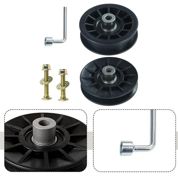 2pc Flat Idler Pulley Mowers Replacement Kit 532194326 194327 with bolt Lock Nut