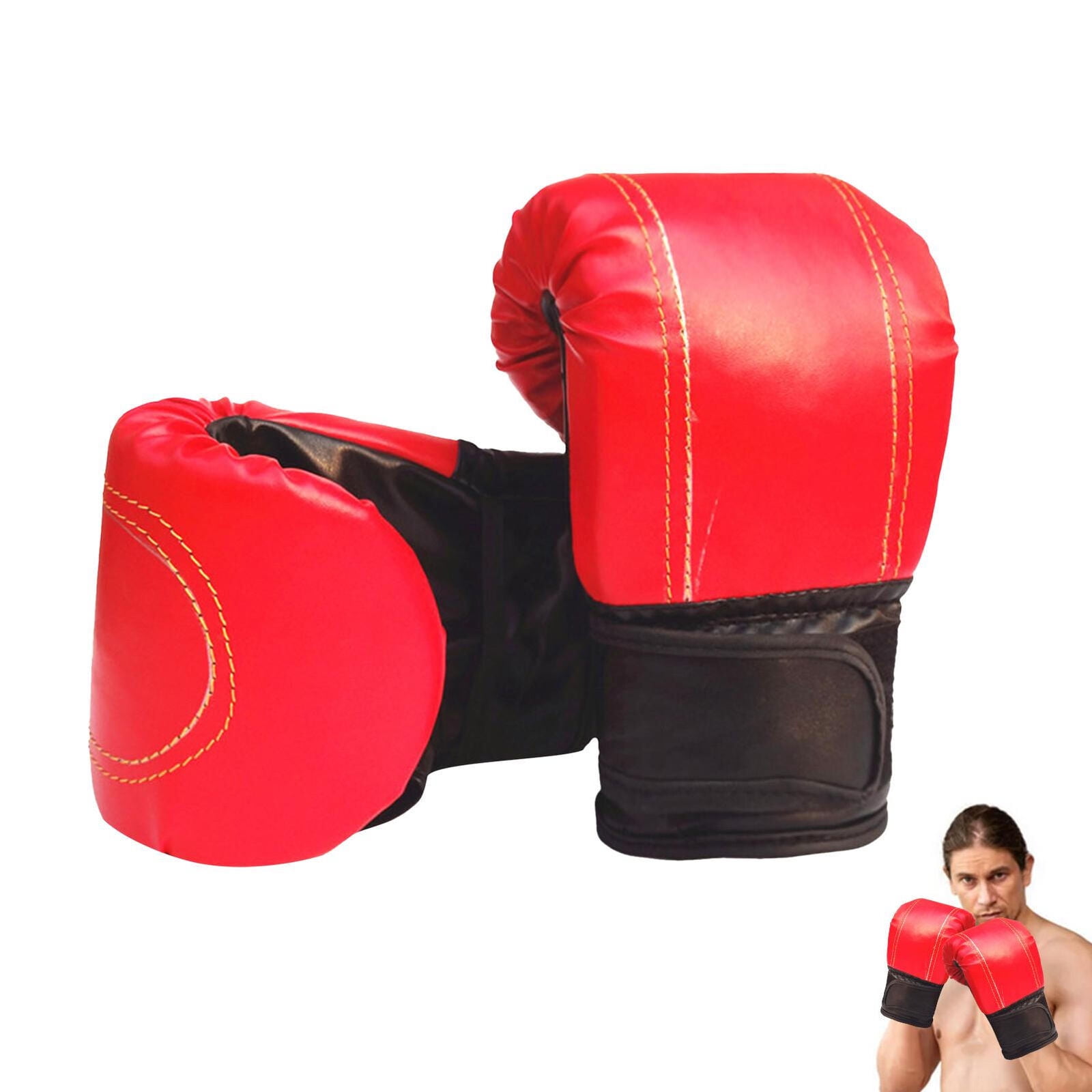 PU Leather Boxing Gloves For Adults MMA Sparring Punch Bag Training Gloves Red
