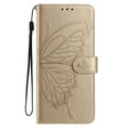 thumbnail image 2 of Designed for iPhone 16 Plus Case Wallet, Women Flip Folio Cover with Butterfly Embossed PU Leather Kickstand Credit Card Holder Slots Wrist Strap Phone Case for iPhone 16 Plus, Gold, 2 of 5