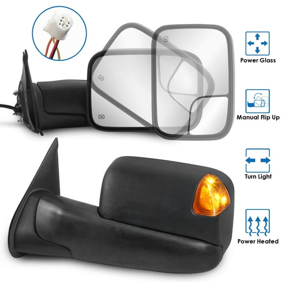 MOSTPLUS 2x Power Heated Side View Tow Mirrors w/ Turn Signal for 2005-2015 Toyota Tacoma