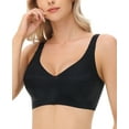 thumbnail image 2 of YANDW Wireless Everyday Bra No Underwire Comfort Full Coverage Bras for Women, Black 2XL, 2 of 7