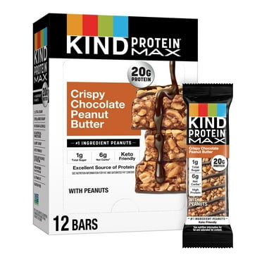 KIND Protein MAX Crispy Chocolate Peanut Butter Snack Bars, 12 Count