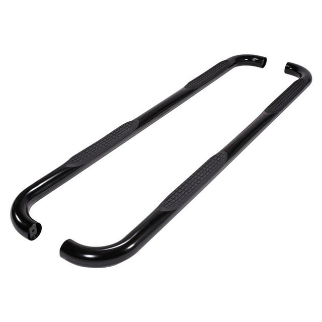 TrailFX Nerf Bar A0005B TFX Round Tube Side Steps; With Step Pads; 3 Inch Round Bent; Powder Coated; Black; Steel; Without End Caps; Rocker Panel Mount