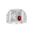 thumbnail image 1 of RYLOS Men's Rings 14K White Gold Rings Lucky Nugget Horse Head 6X4MM Oval Gemstone & Diamond Ring Garnet January Birthstone Rings For Men Size 10, 1 of 7