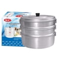 thumbnail image 1 of Aluminium 3 Tier Momos Maker & Steamer With Lid & Handles - Silver, 3 Liters | Induction & Gas Base - Steam Vegetables Perfectly | Multi Purpose Momos, Modak Maker - Durable Momos Steamer, 1 of 4