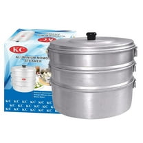 Aluminium 3 Tier Momos Maker & Steamer With Lid & Handles - Silver, 3 Liters | Induction & Gas Base - Steam Vegetables Perfectly | Multi Purpose Momos, Modak Maker - Durable Momos Steamer