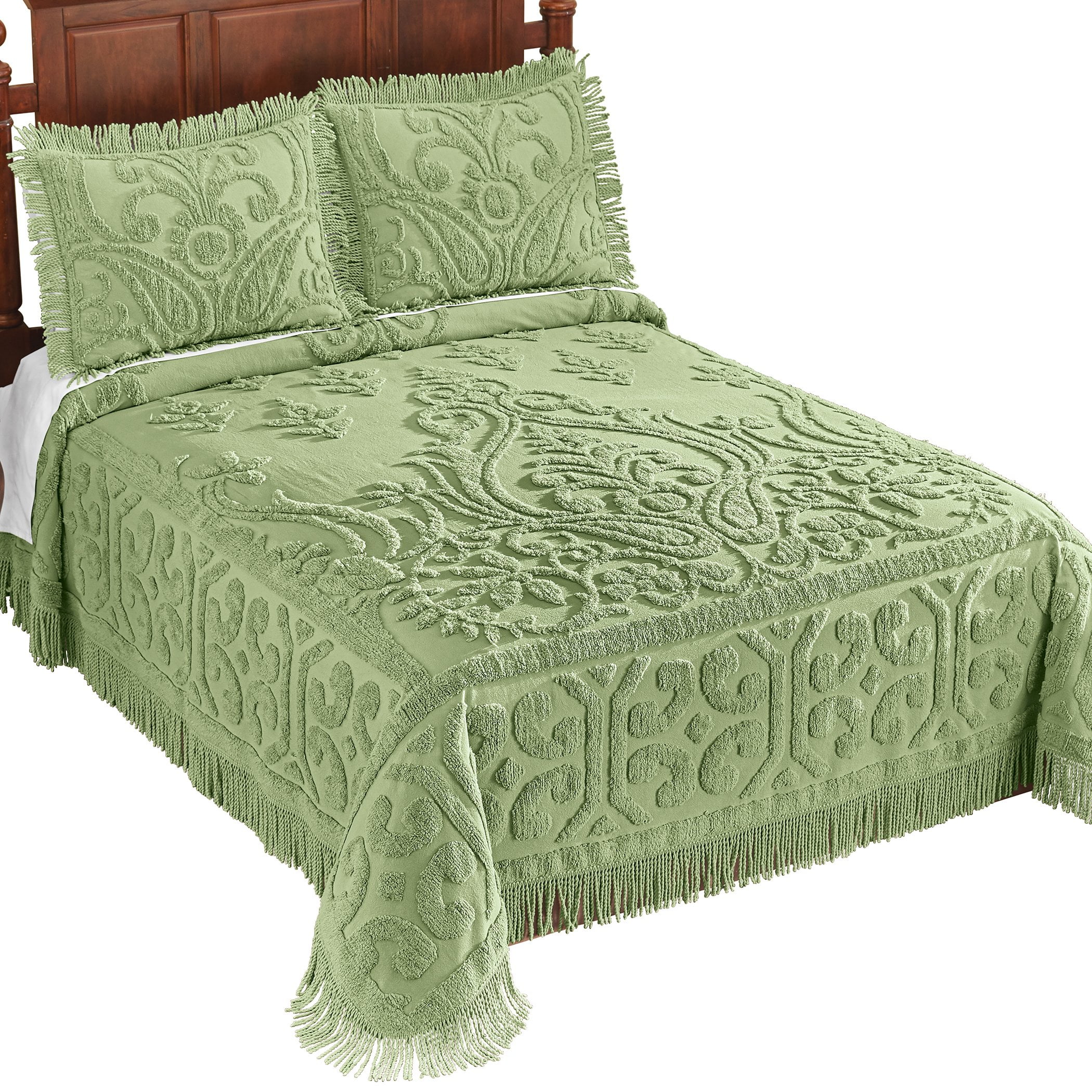 Collections Etc Juliet Medallion Chenille Fringe Border Bedspread