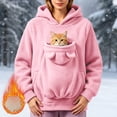 thumbnail image 5 of Women Fall And Winter Casual Solid Color Pet O Neck Pocket Sweatshirt Funny Pullover With Half Zipper Purr Pup Pet Pocket Hoodie, 5 of 9