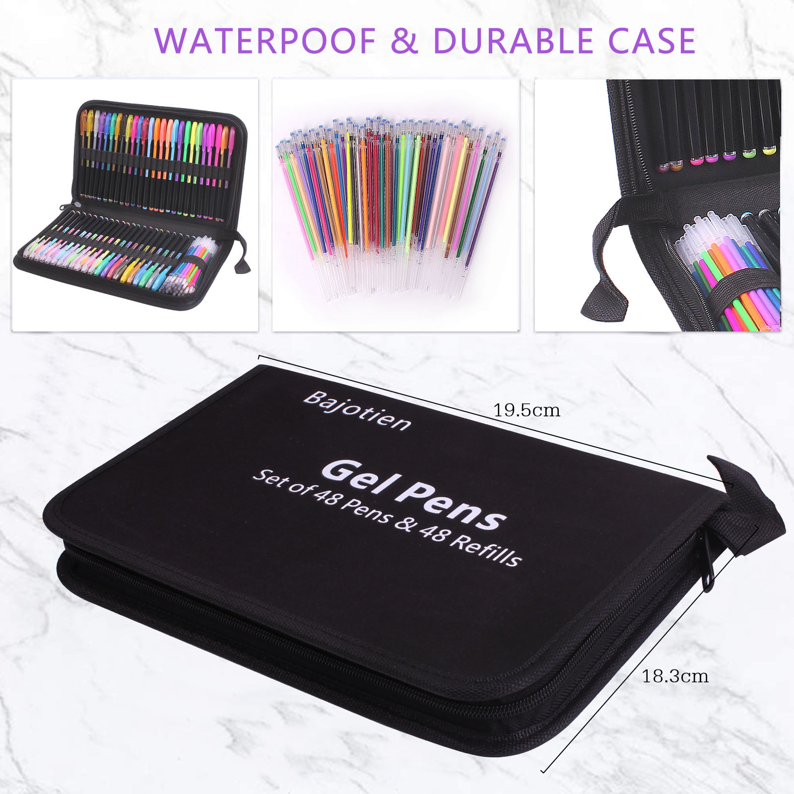 120 Carrying Case(60 Color Gel Pens and 60 ink Refills), 0.8-1MM